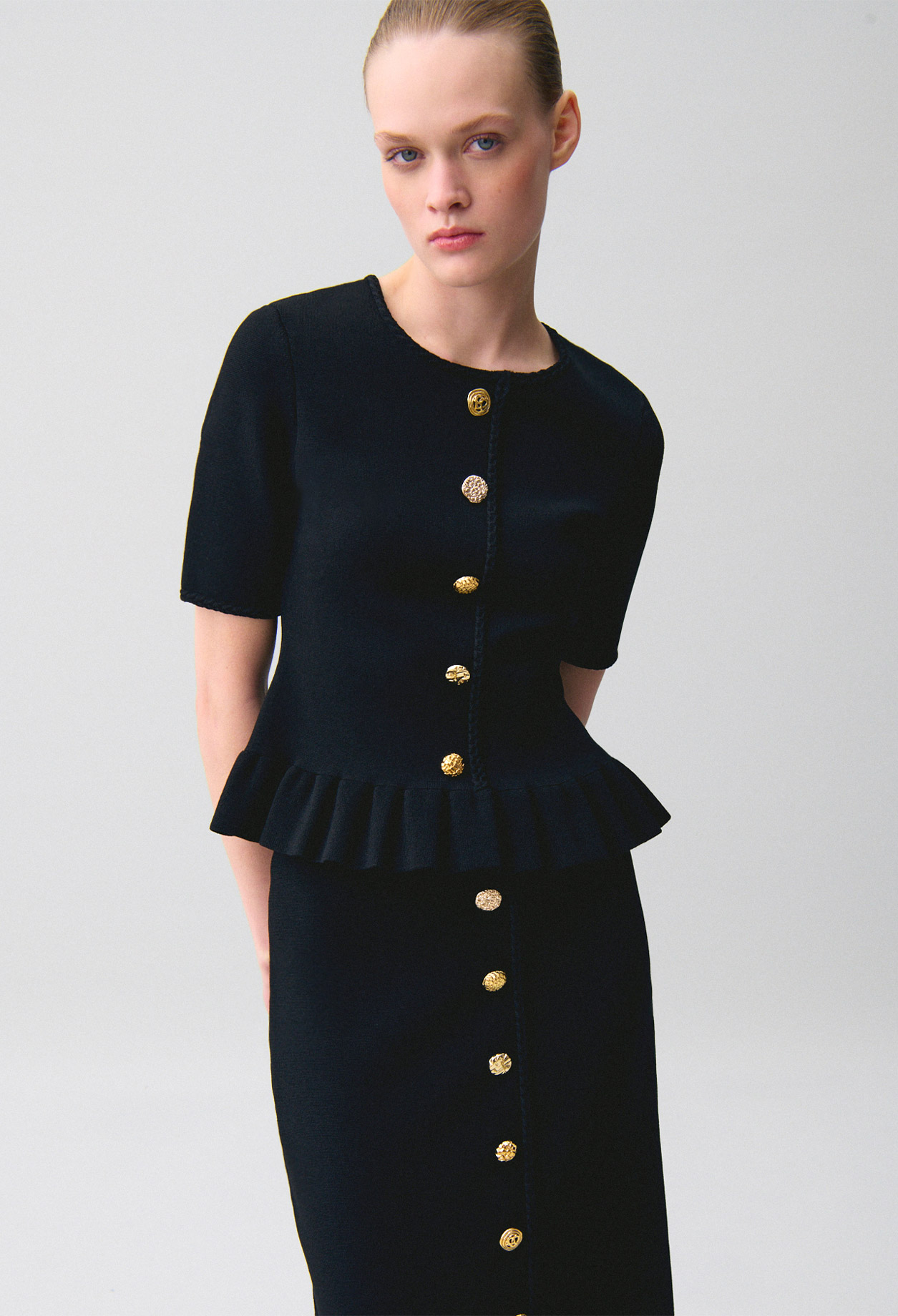 Round neck knitted top - Woman - Black - Claudie Pierlot