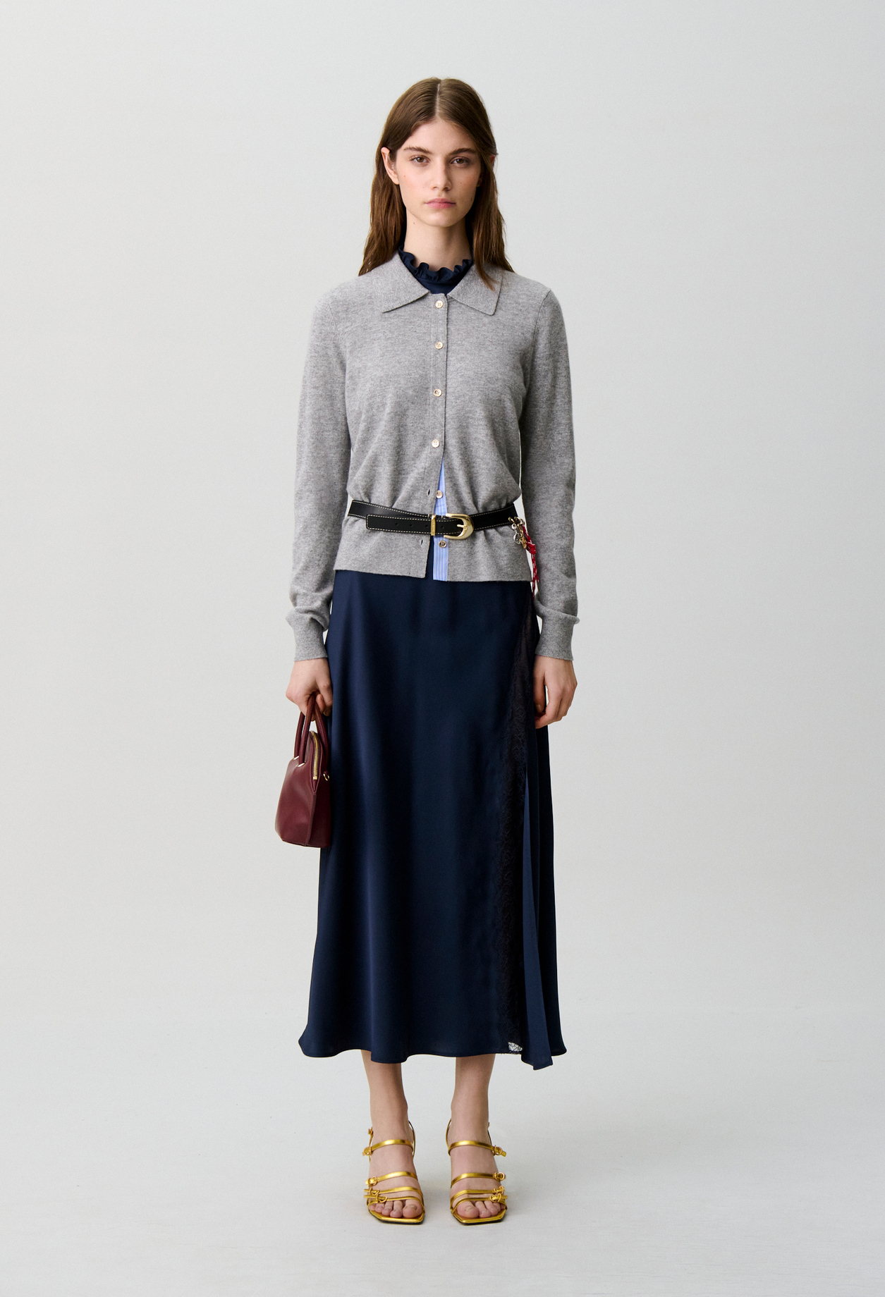 Fitted wool cardigan - Woman - Mottled grey - Claudie Pierlot