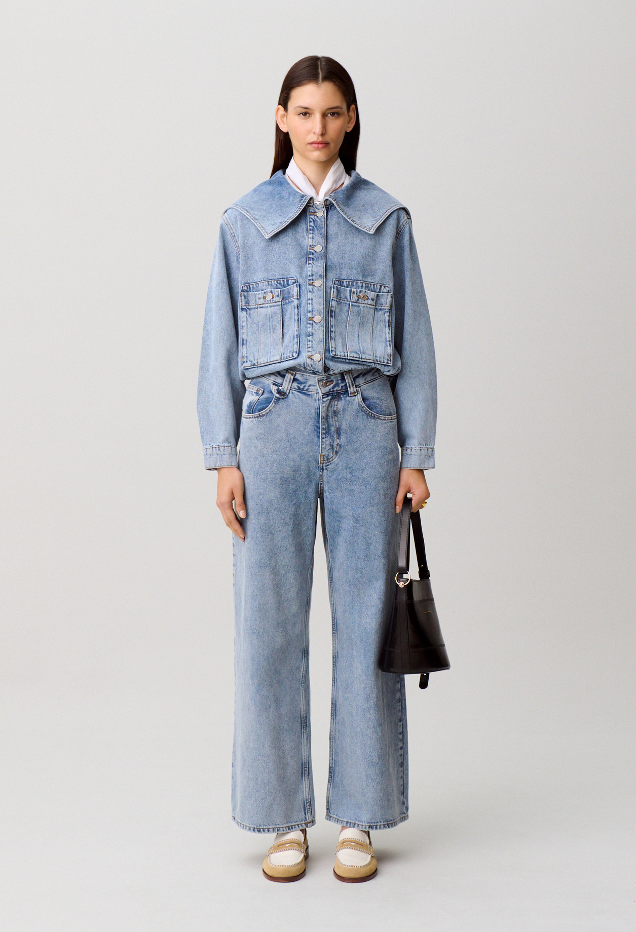 Wide-leg denim jeans - Woman - Blue denim - Claudie Pierlot