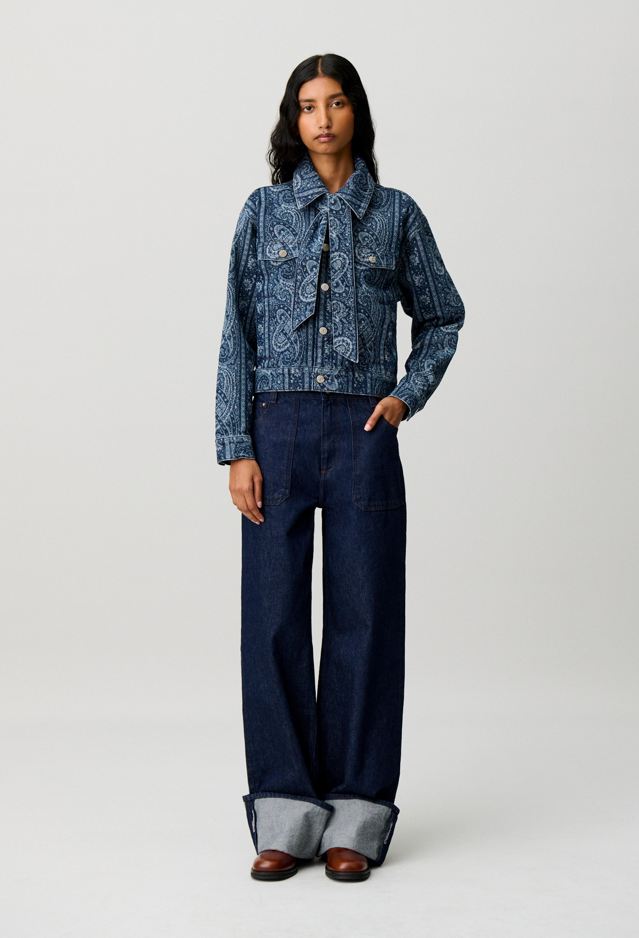 Printed denim jacket - Woman - Navy print - Claudie Pierlot