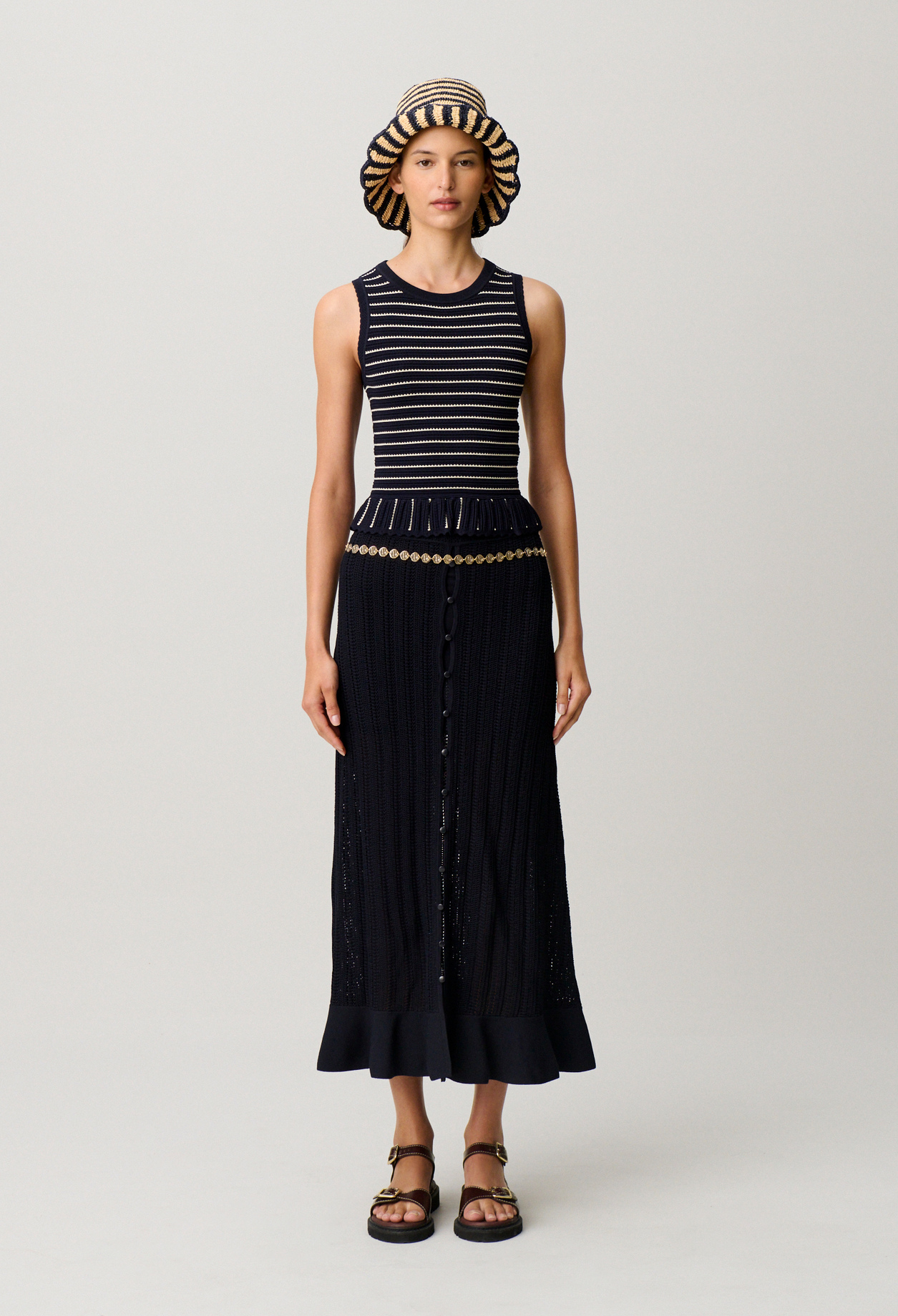Long crochet skirt - Woman - Navy - Claudie Pierlot