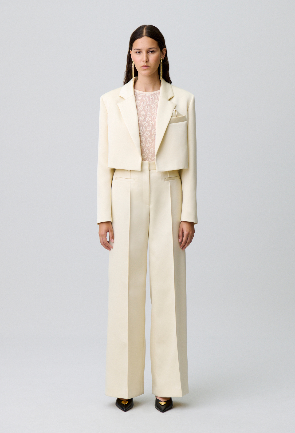 Tailored satin jacket - Woman - Ivory - Claudie Pierlot