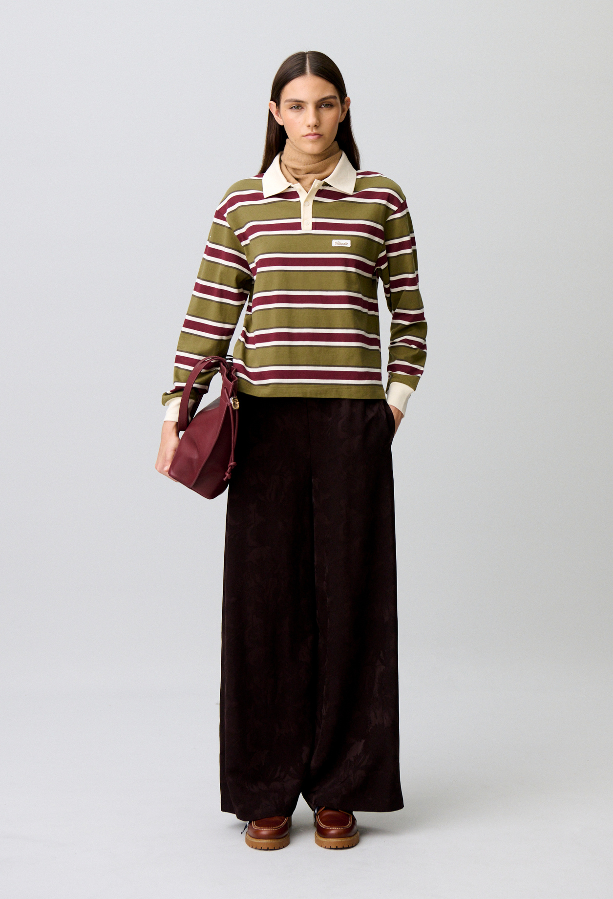 Wide-leg floral jacquard trousers - Woman - Dark brown - Claudie Pierlot