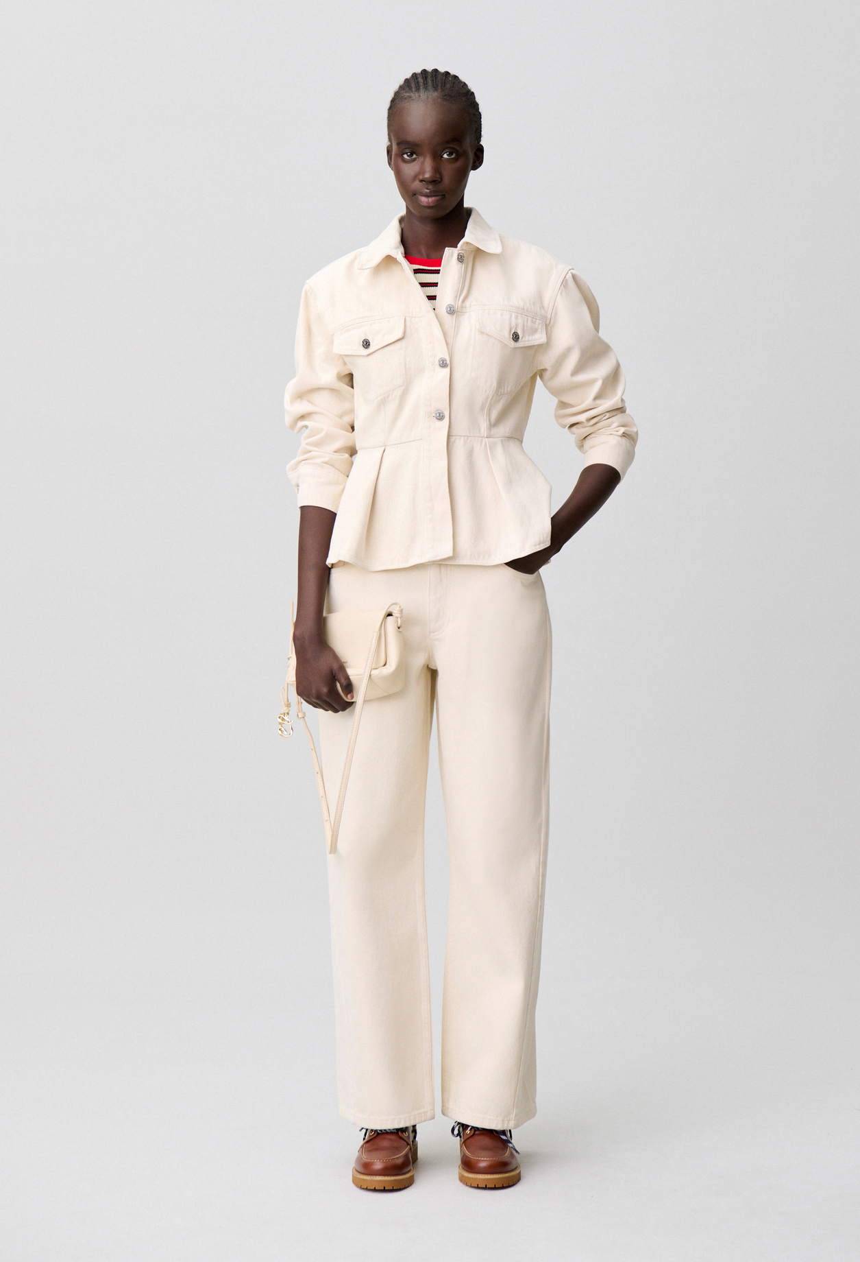 Long-sleeved ecru denim jacket - Woman - Off white denim - Claudie Pierlot