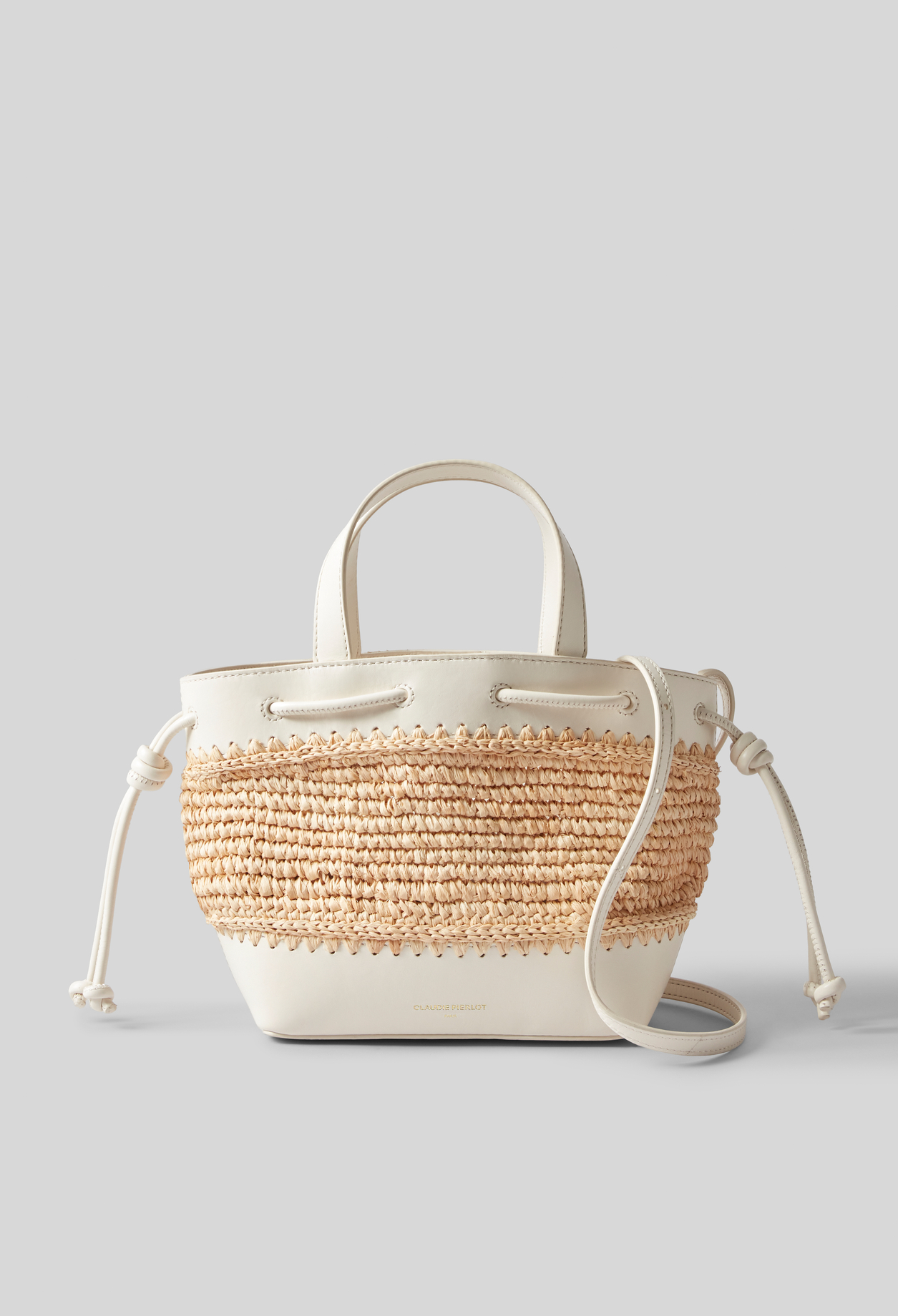 Alban mini raffia and leather basket - Woman - Ecru - Claudie Pierlot