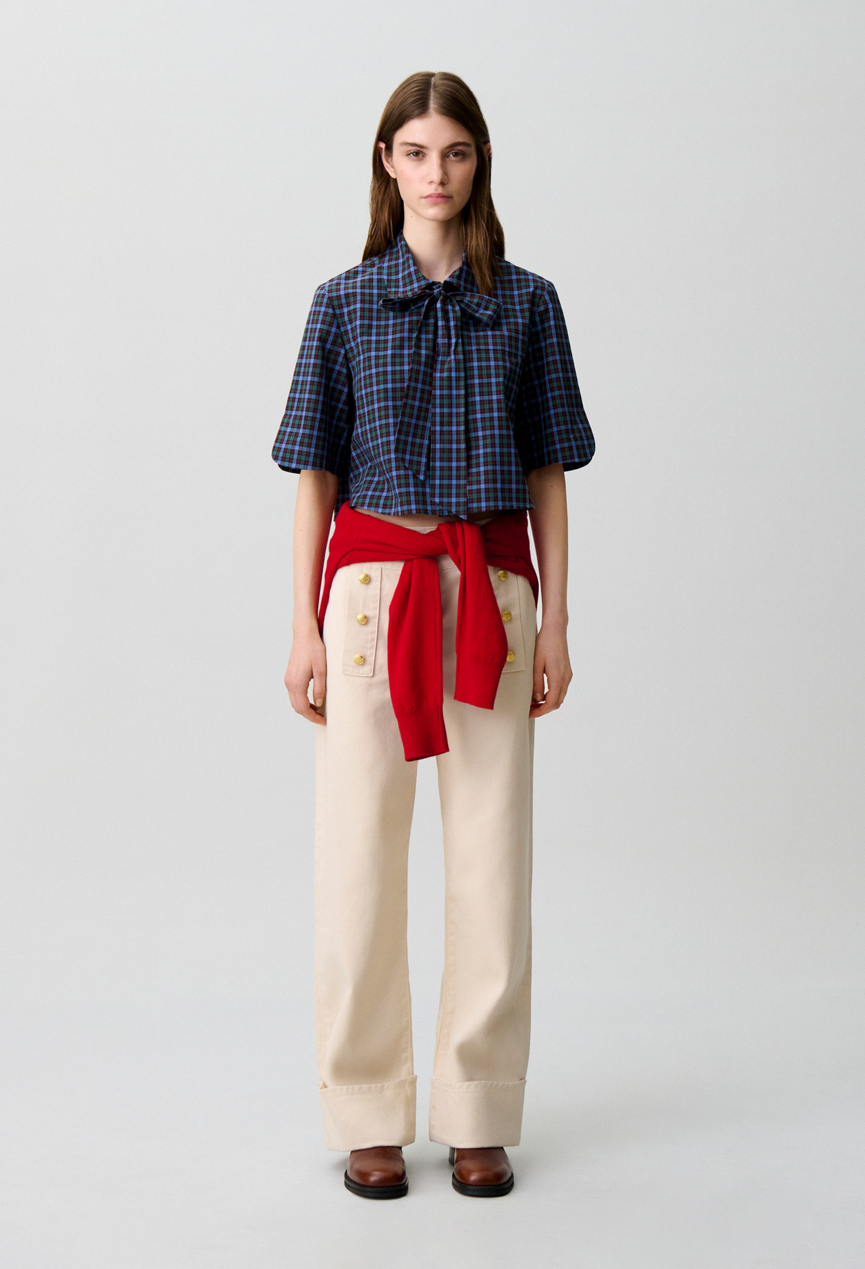 Checked tie-neck shirt - Woman - Multicolored - Claudie Pierlot