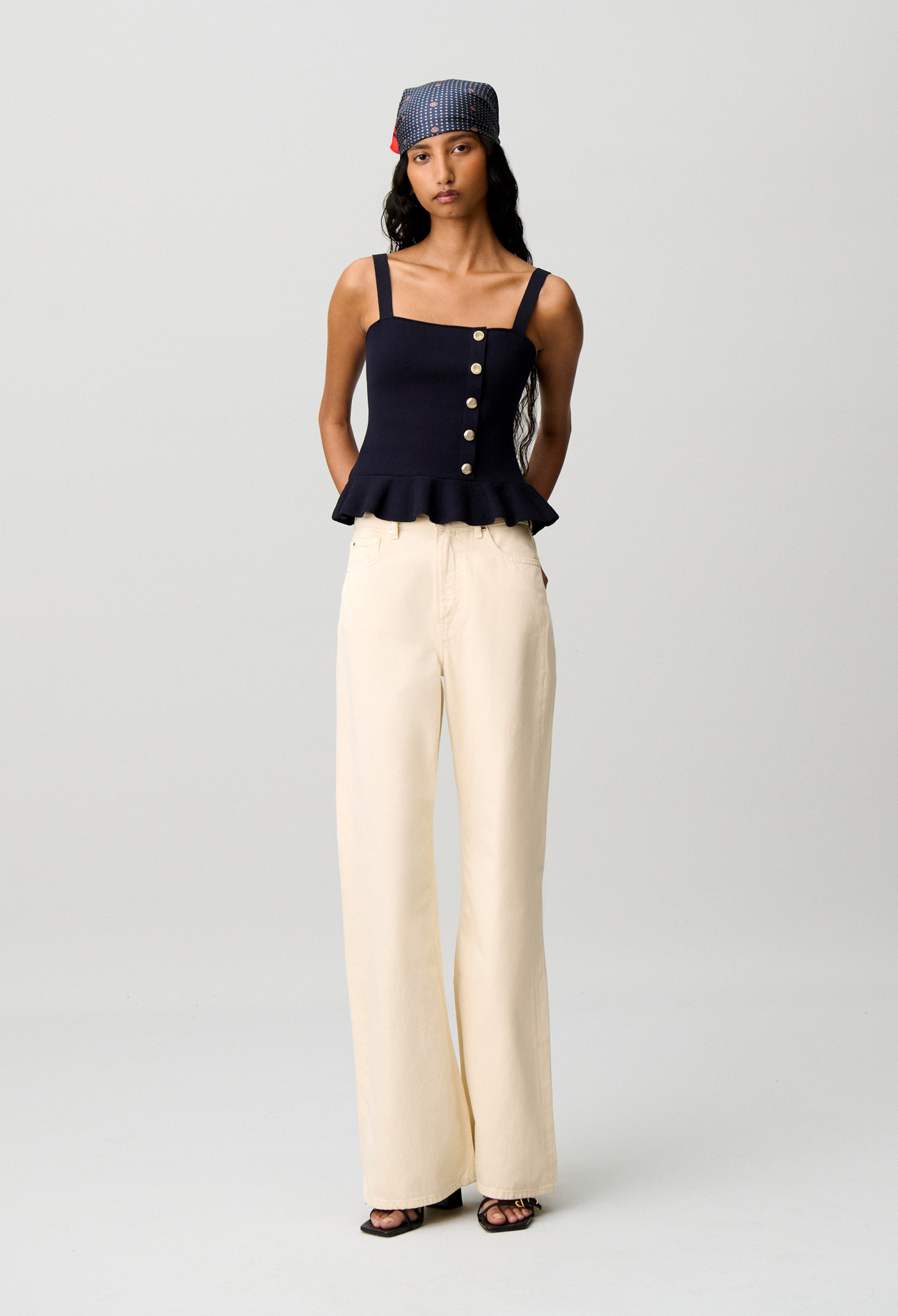 Ruffled knitted top - Woman - Navy - Claudie Pierlot