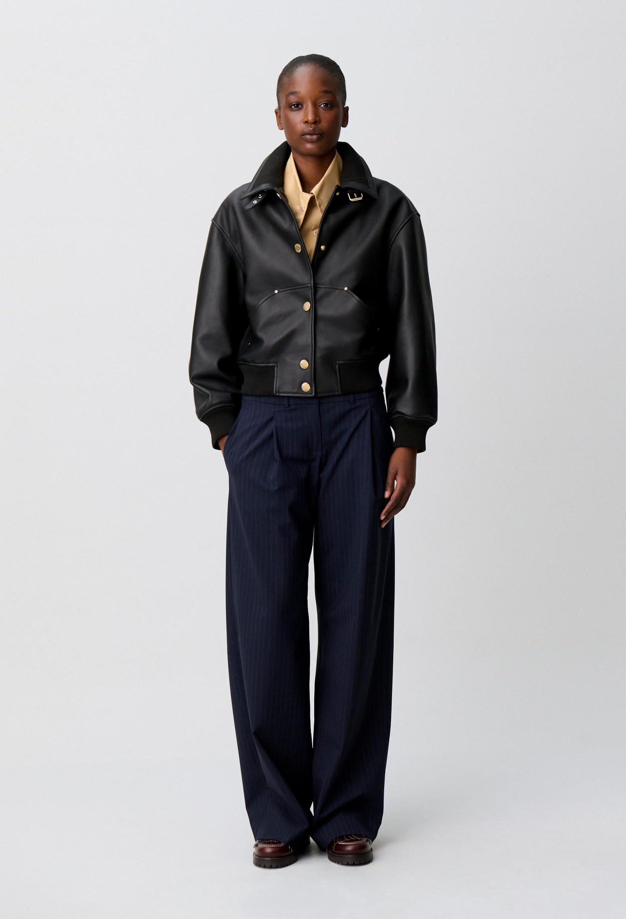 Leather bomber jacket - Woman - Black - Claudie Pierlot