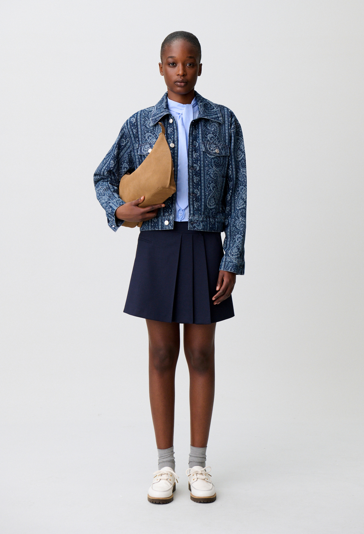 Short wool blend skirt - Woman - Navy - Claudie Pierlot