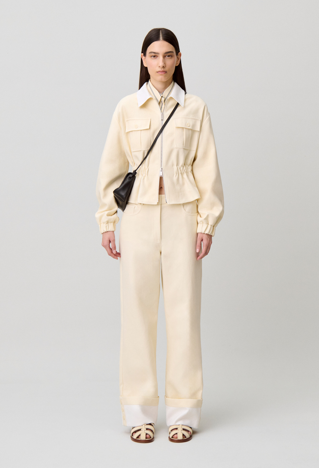 Cotton shirt collar jacket - Woman - Vanilla - Claudie Pierlot