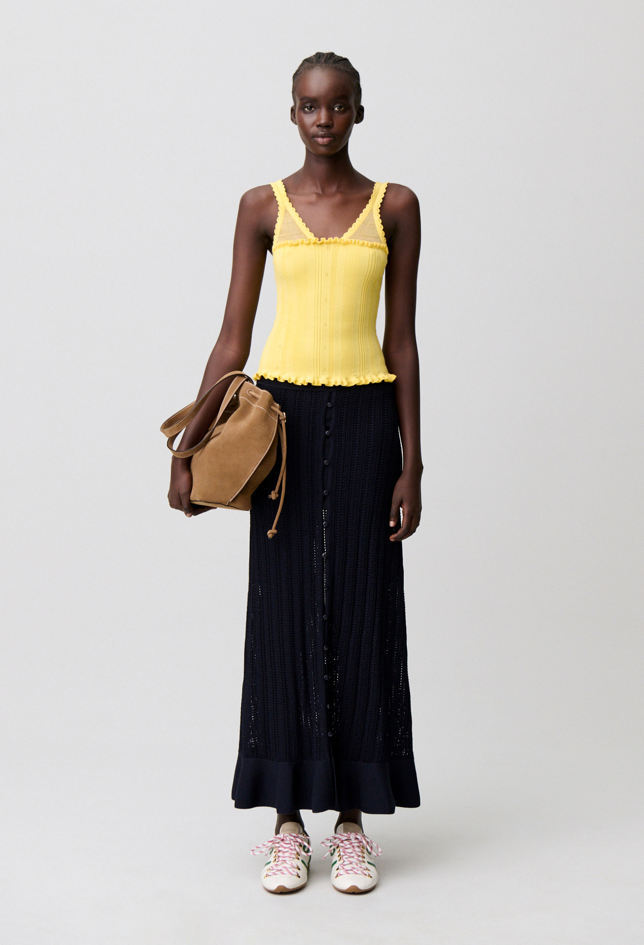 Ruffled knit top - Woman - Sun yellow - Claudie Pierlot