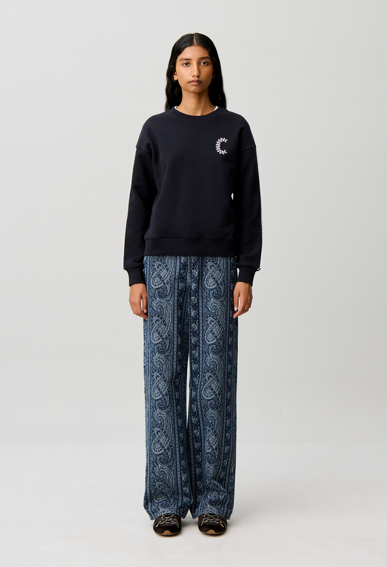 Casual organic cotton C sweatshirt - Woman - Navy - Claudie Pierlot