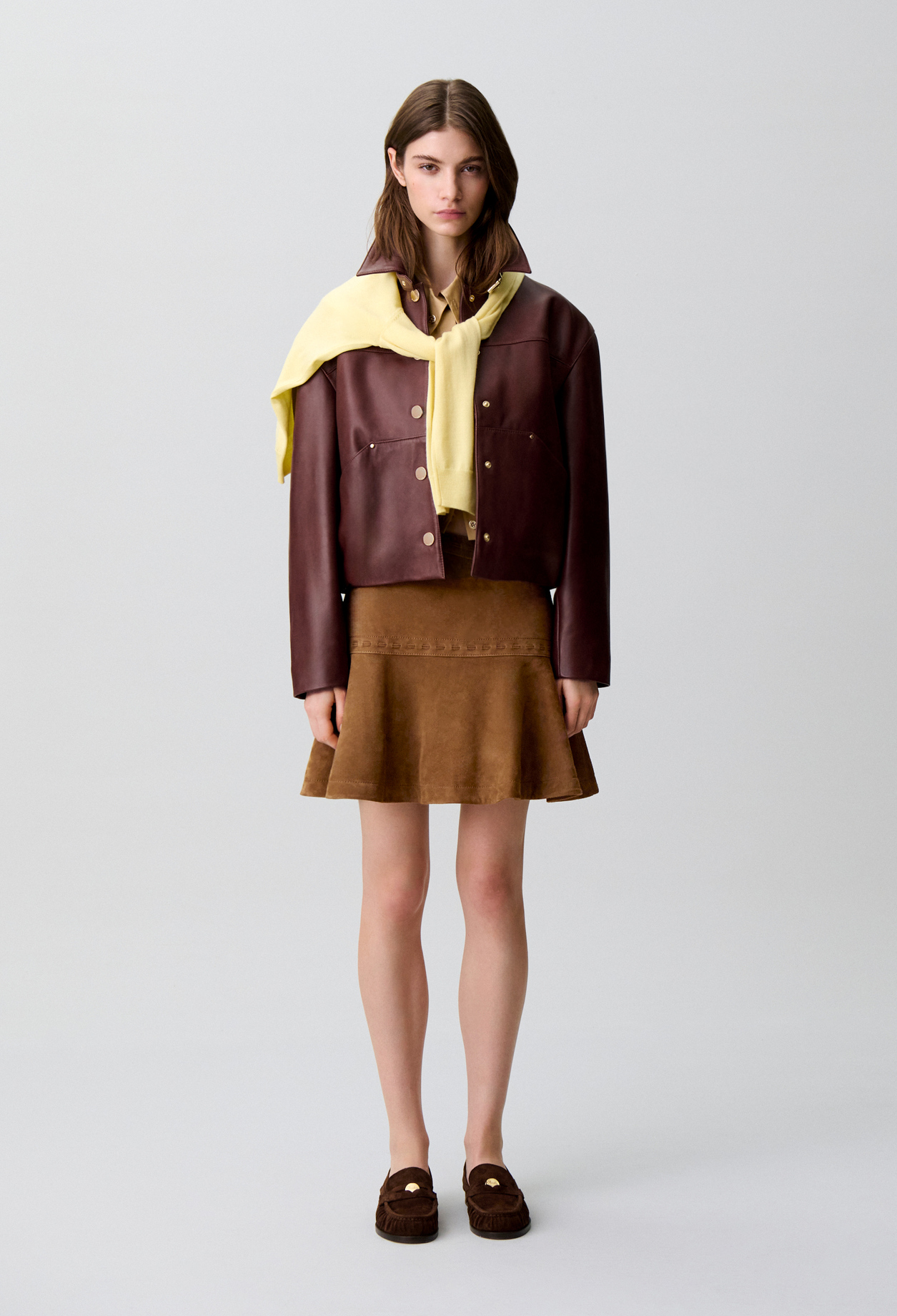 Short suede skirt - Woman - Brown - Claudie Pierlot