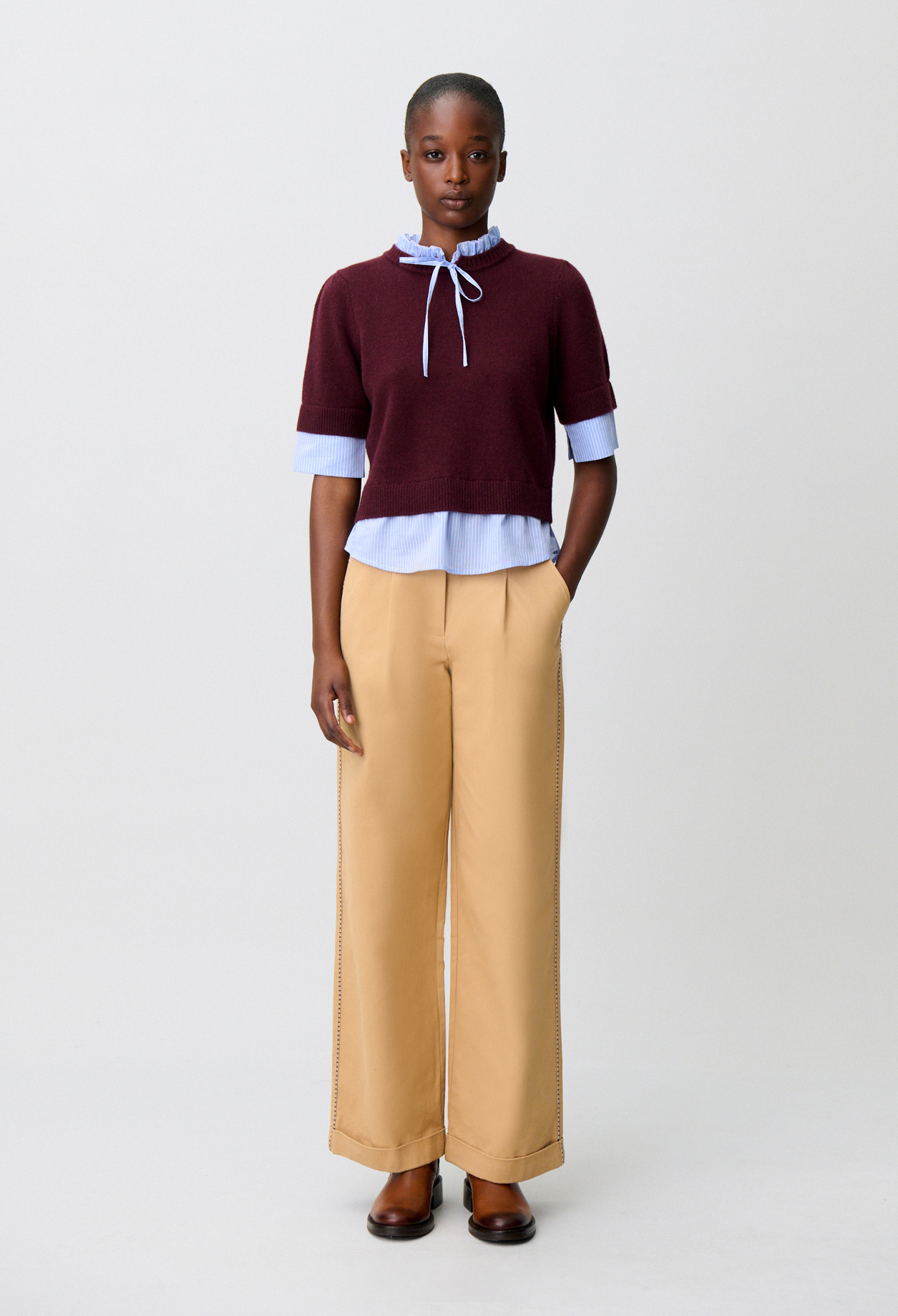 Striped wool jumper - Woman - Aubergine - Claudie Pierlot