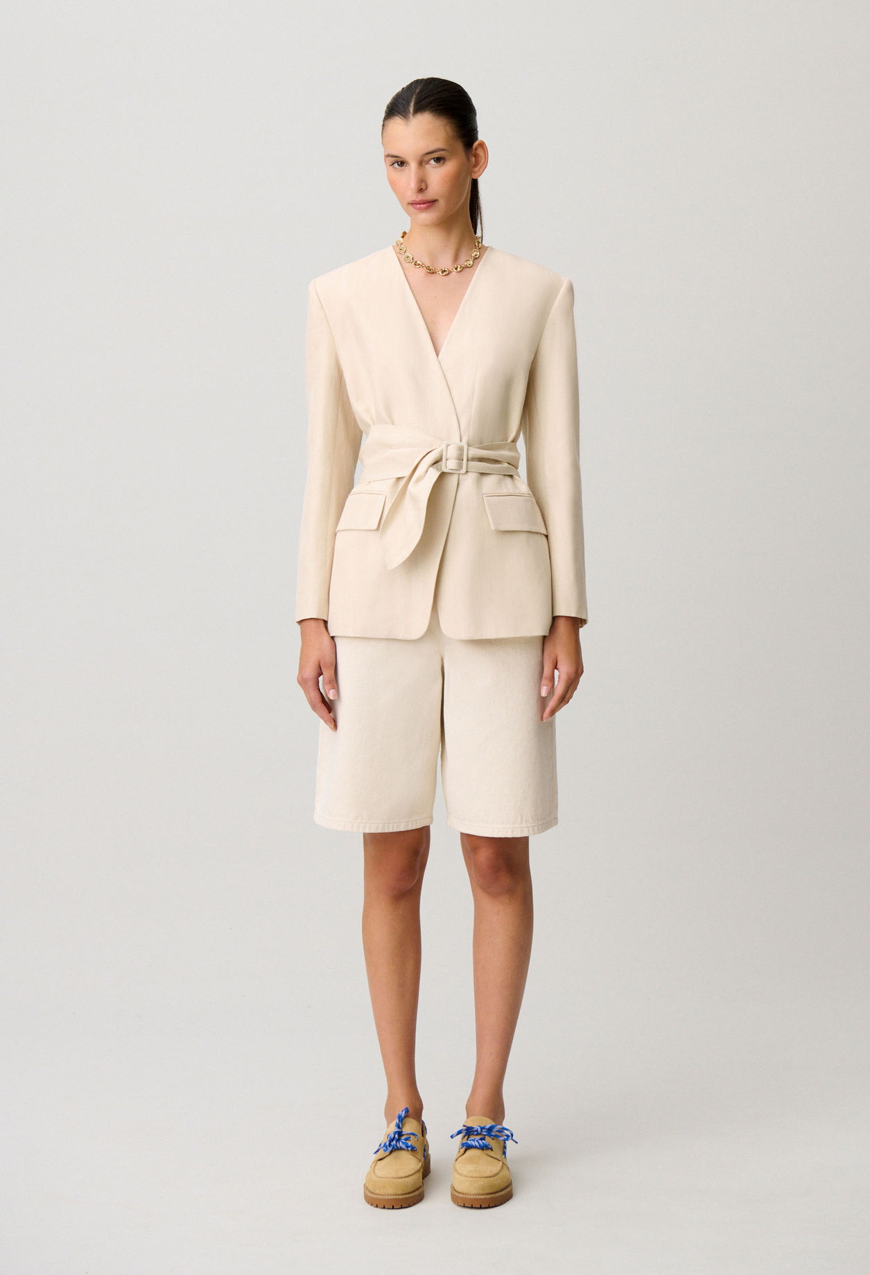 Kimono-collar tailored jacket - Woman - Sand - Claudie Pierlot