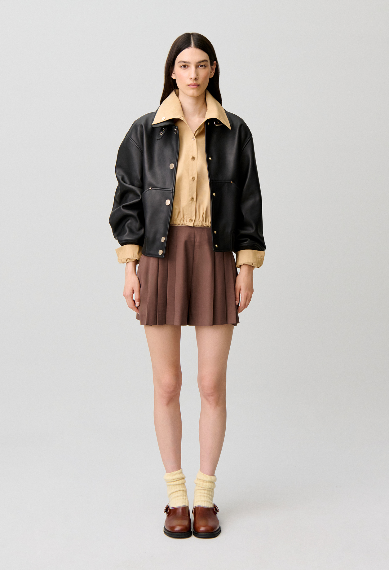 Wide straight-leg shorts - Woman - Brown - Claudie Pierlot