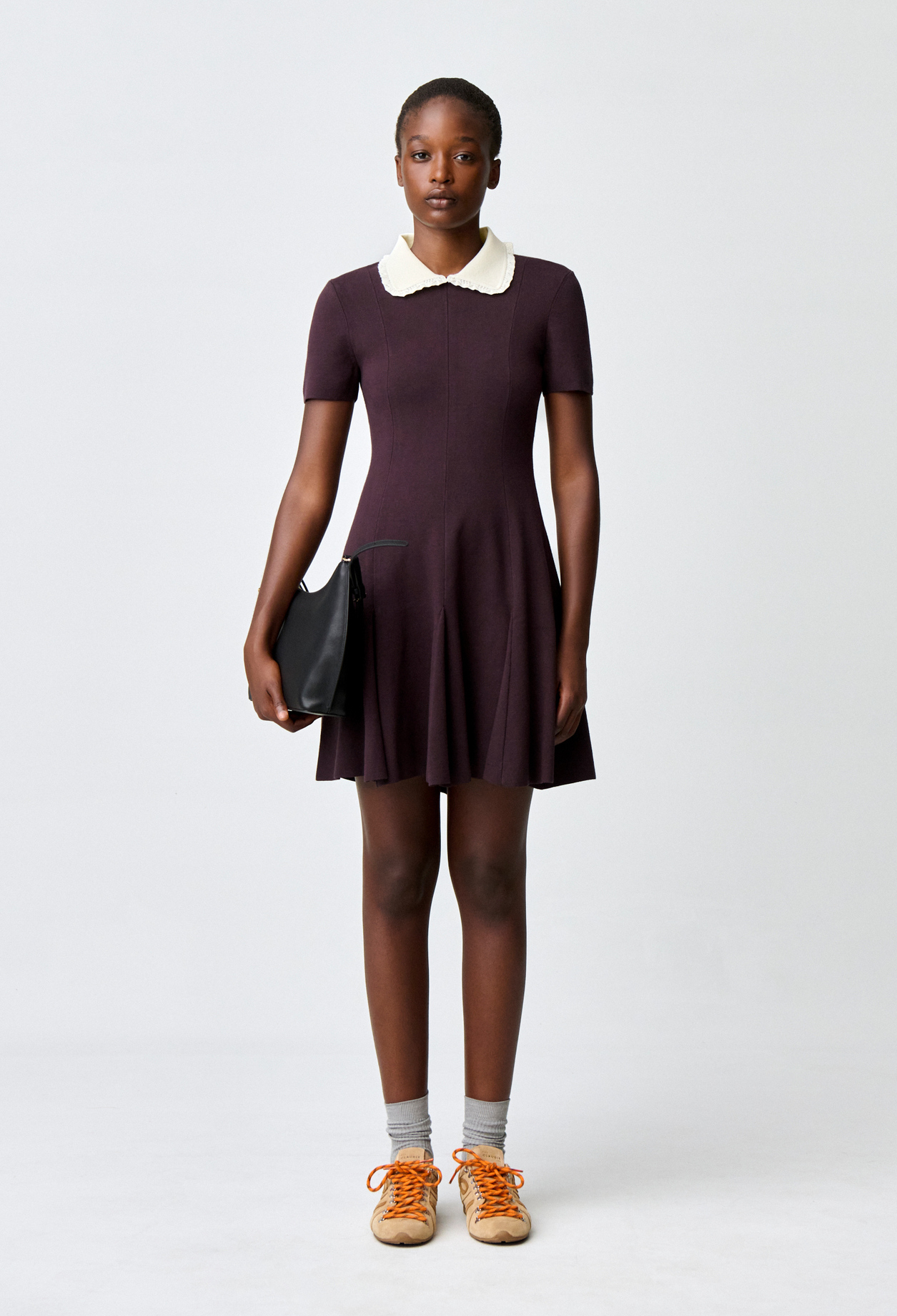 Contrast collar knit skater dress - Woman - Dual-color - Claudie Pierlot