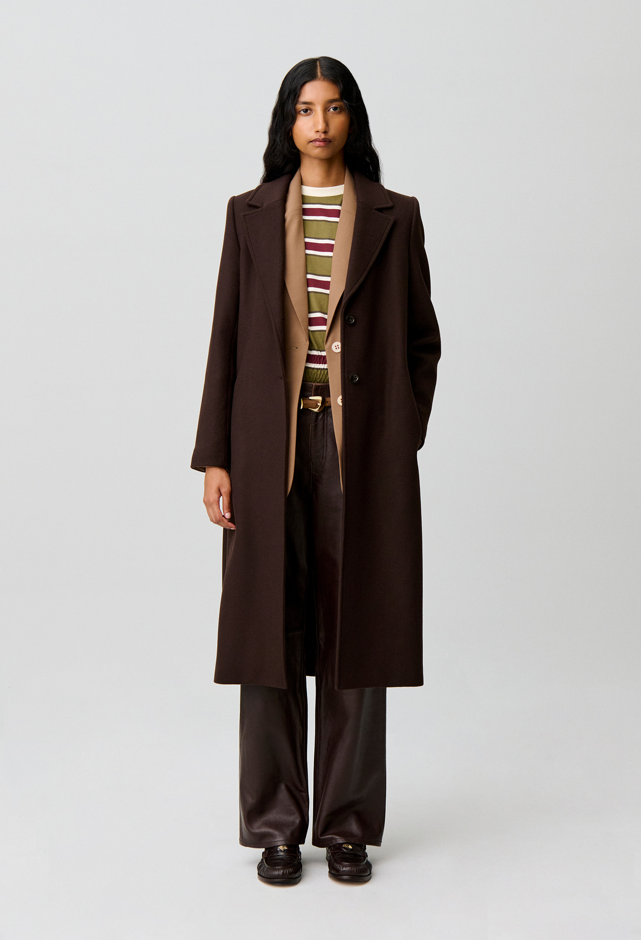 Long belted wool coat - Woman - Brown - Claudie Pierlot