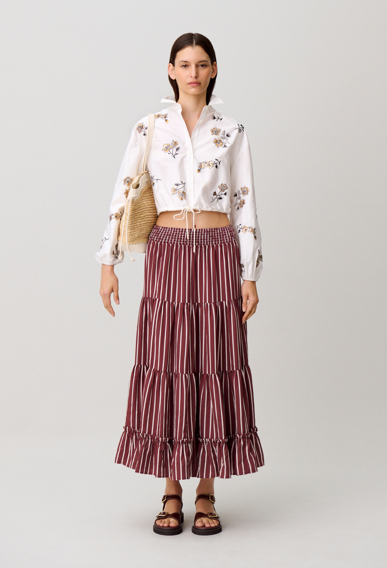 Floral and sequin shirt - Woman - Ecru - Claudie Pierlot