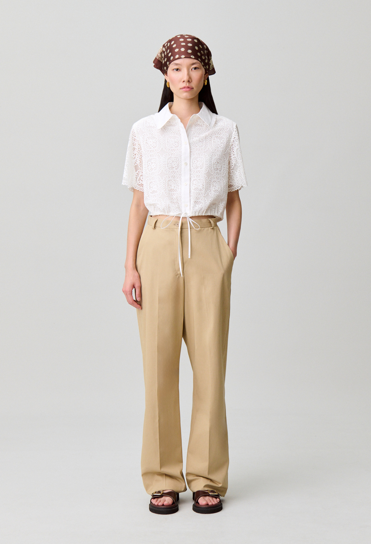 Cropped lace shirt - Woman - White - Claudie Pierlot