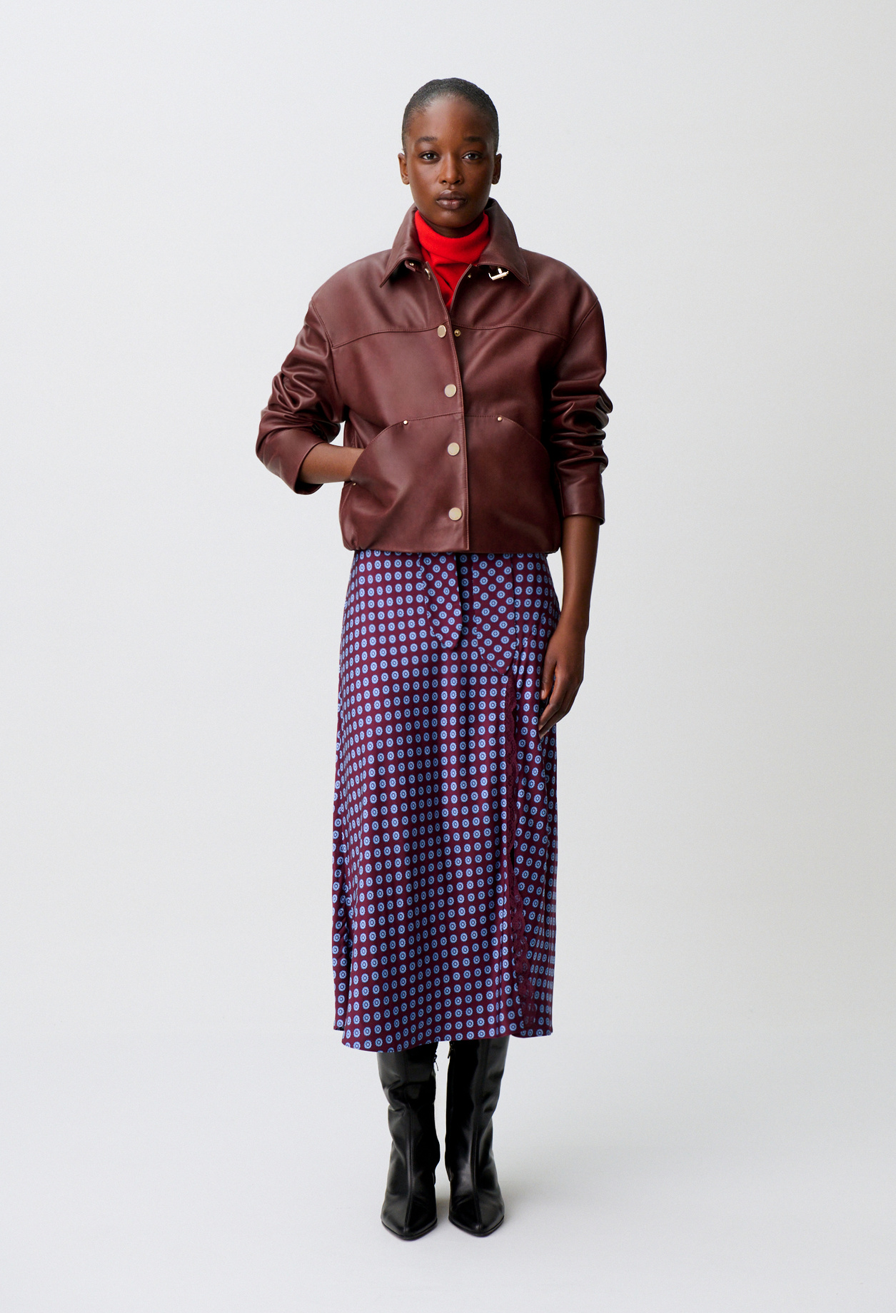 Short leather jacket - Woman - Caramel - Claudie Pierlot