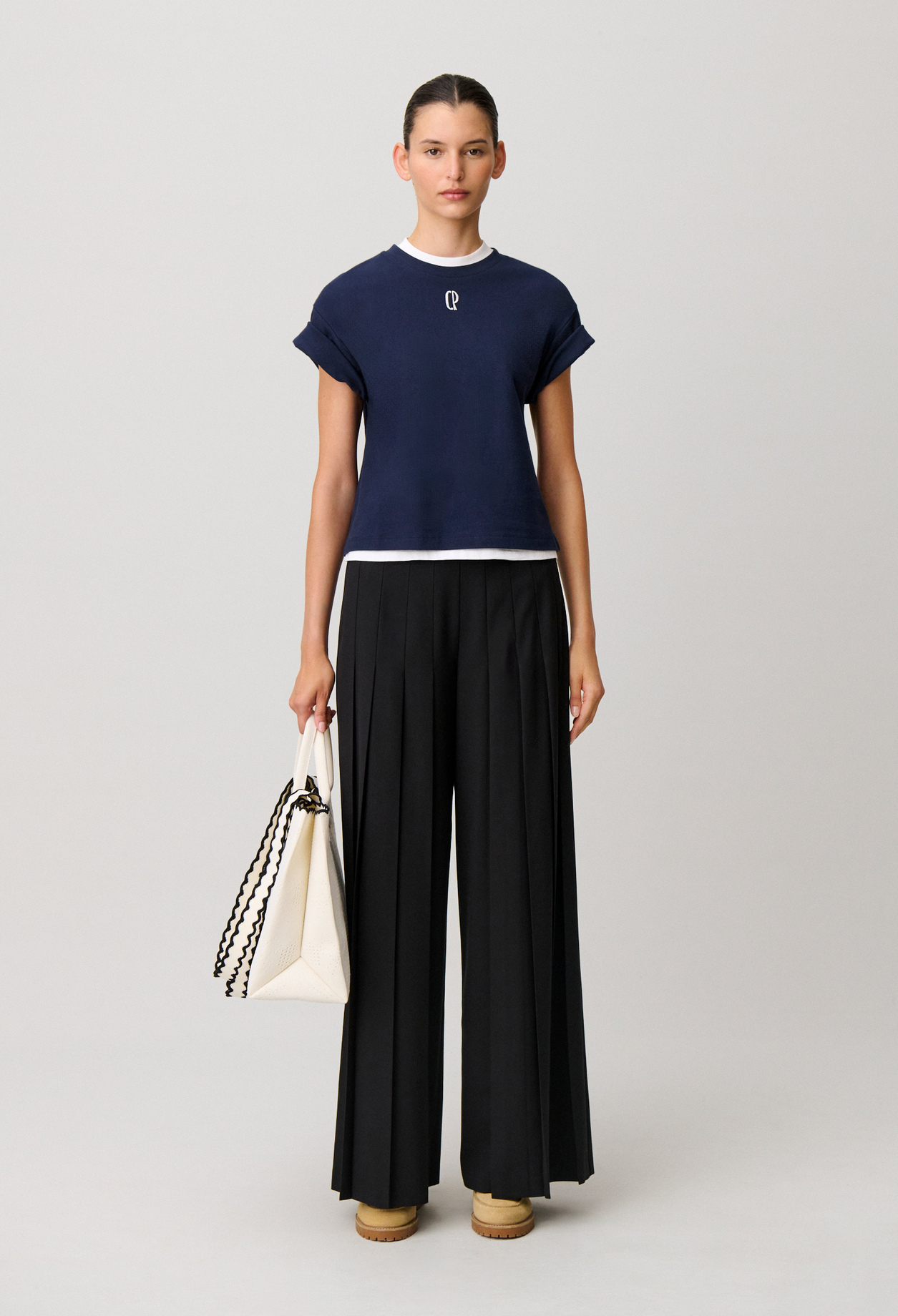 Black pleated wide-leg trousers - Woman - Black - Claudie Pierlot