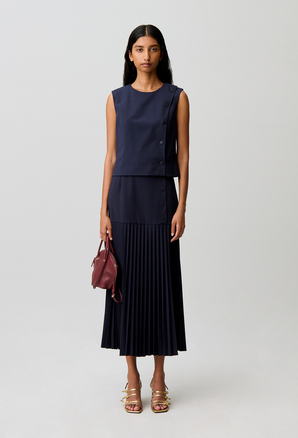 Fitted sleeveless top - Woman - Navy - Claudie Pierlot