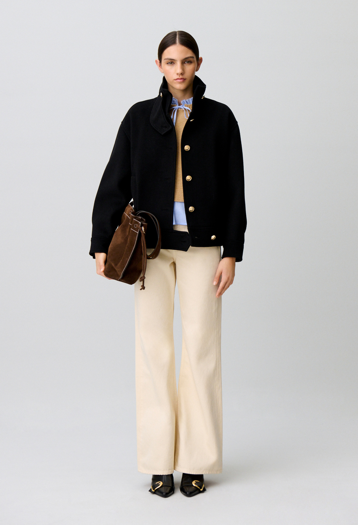 Short black coat stand-up collar - Woman - Black - Claudie Pierlot