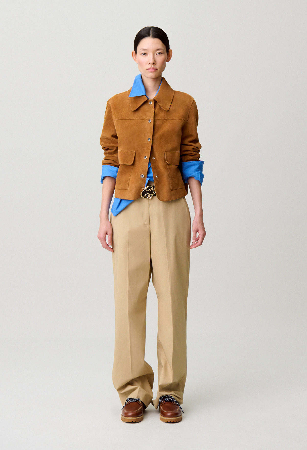 Suede leather jacket - Woman - Camel - Claudie Pierlot